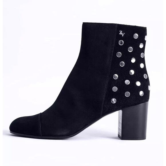 ZADIG & VOLTAIRE Lena Booties Studded Ankle Boot Ink Blue 8.5 Vtg Inspired - Picture 12 of 12